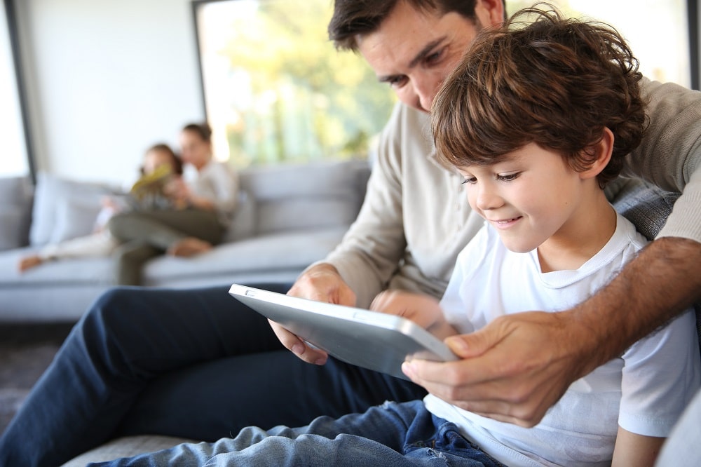 Kid planning vacation with parent