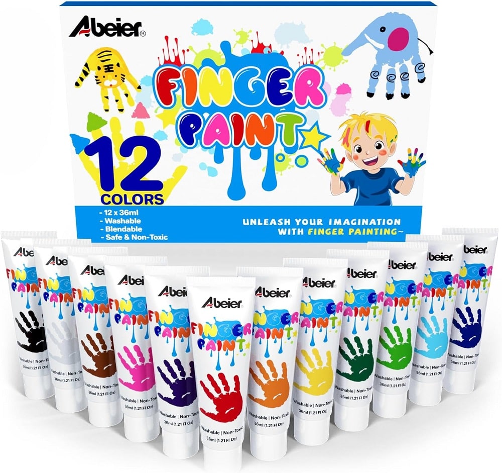 ABEIER Washable Finger Paint for Toddlers