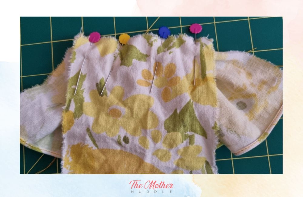 pinning the hem ruffle