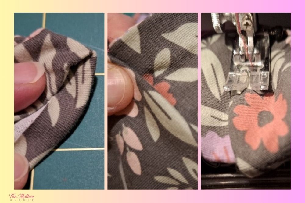 folidng the side of the cloth for DIY headband