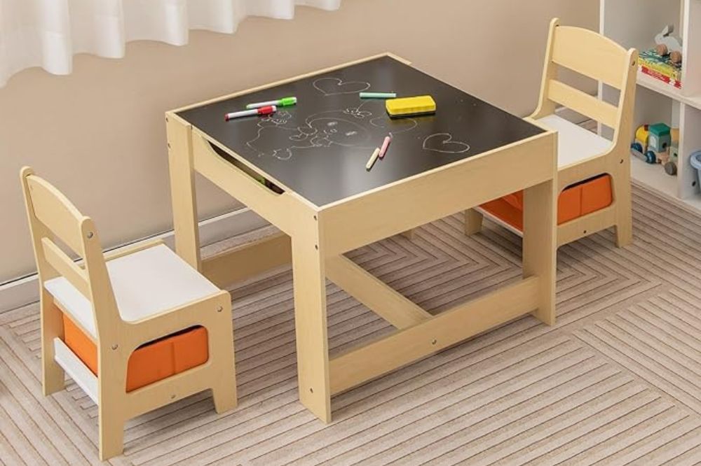 Costzon Kids 3 in 1 Wooden Activity Table and Chair Set