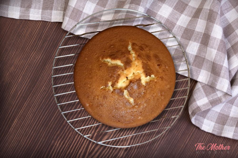 Let the cake cool in the tin for 5 to 10 minutes