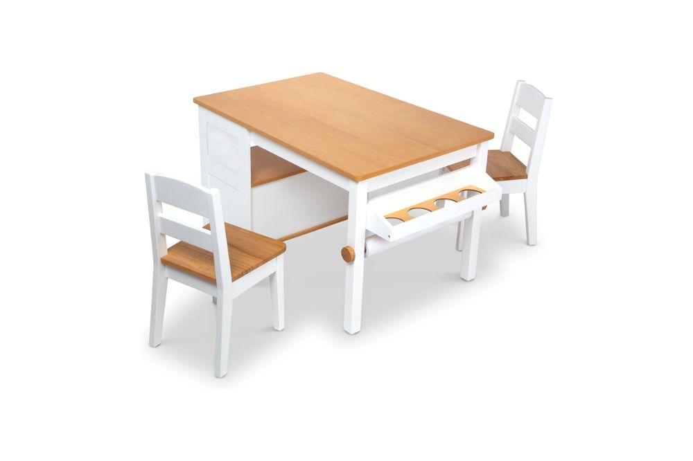 Melissa & Doug Wooden Art Table & Chairs Set