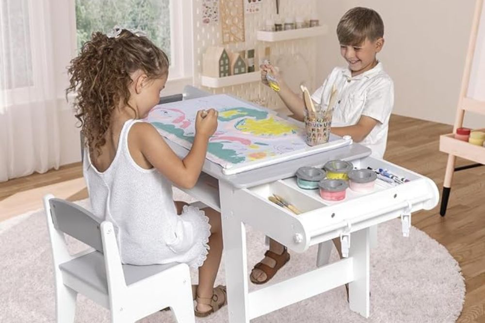 Milliard 2-in-1 Kids Easel Art Table and Chair Set