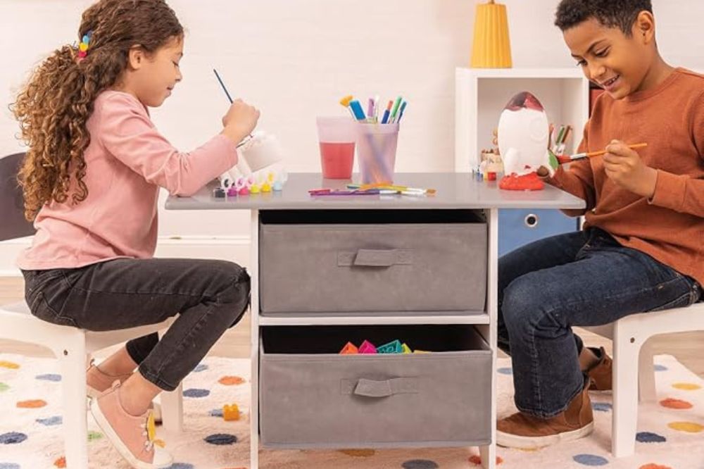 Milliard Kids Activity Play Table and Chair Set with 2 Storage Baskets