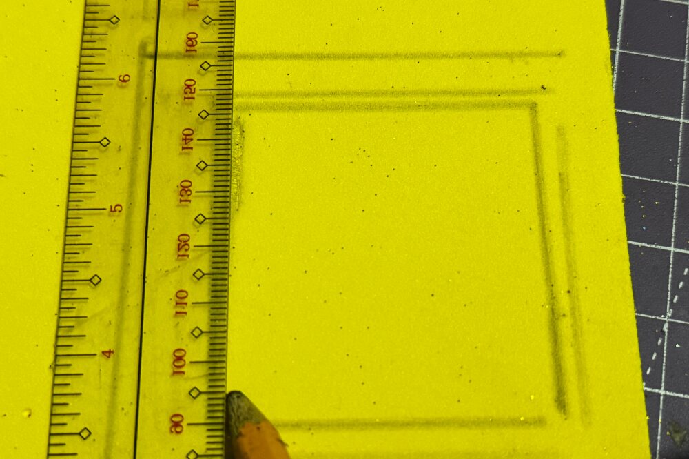 Step 1_ Measuring the glitter foam paper of your desired size