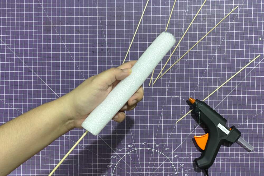 Step 3 Break the extra stick. DIY STYROFOAM LADDER CHRISTMAS TREE ORNAMENT
