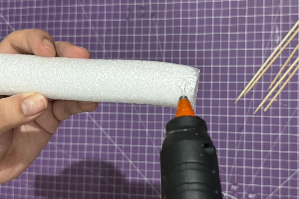 Step 4 Glueing the styro sticks - DIY STYROFOAM LADDER CHRISTMAS TREE ORNAMENT