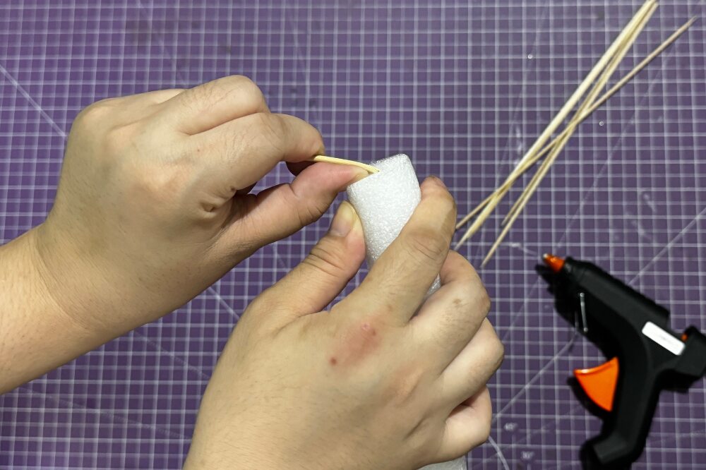 Step 4 Time to glue the pieces together! DIY STYROFOAM LADDER CHRISTMAS TREE ORNAMENT