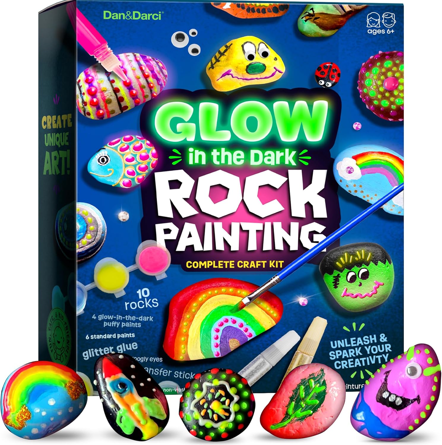 Glow In The Dark Rock Painting Complete Craft Kit