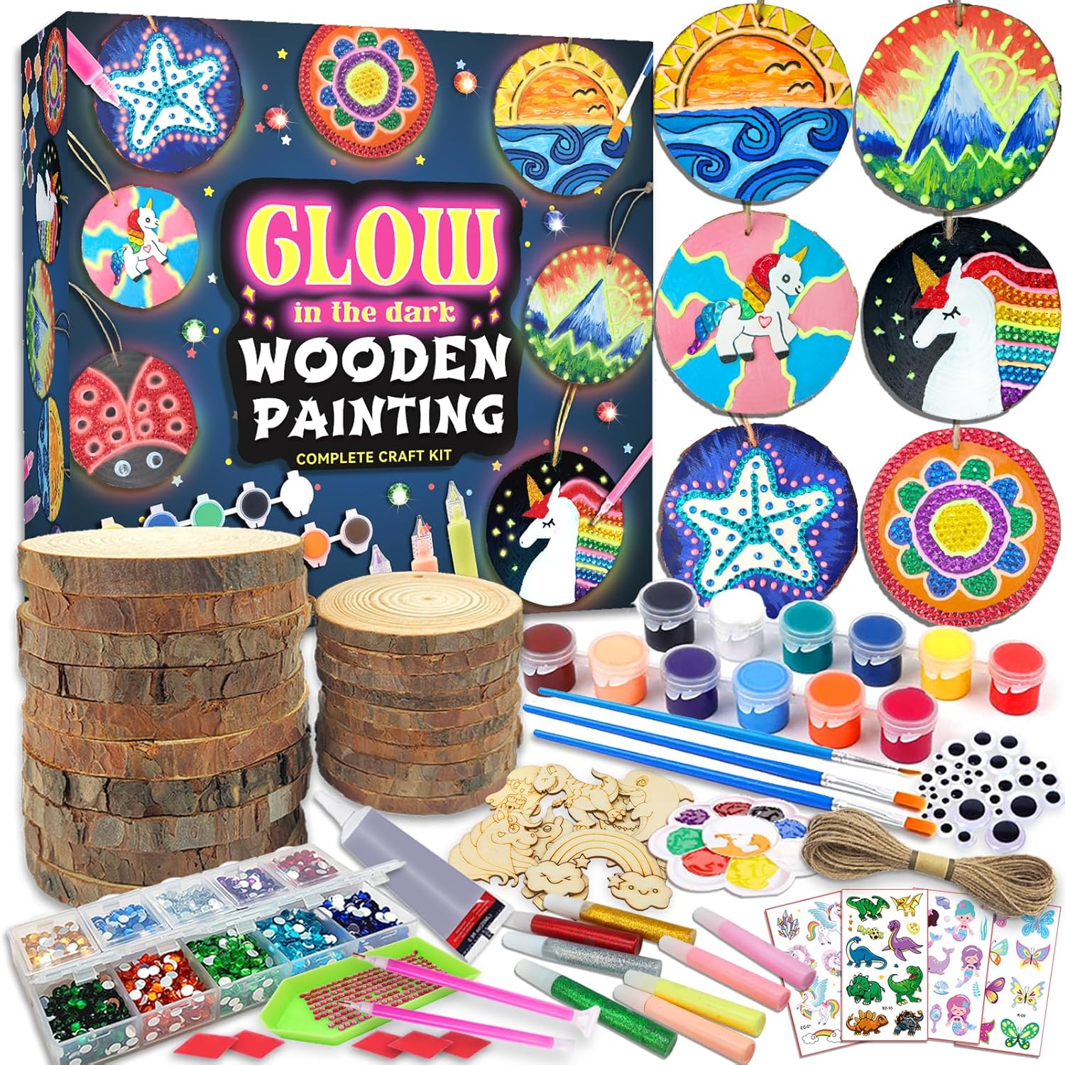 Glow In The Dark Wooden Painting Complete Craft Kit 
