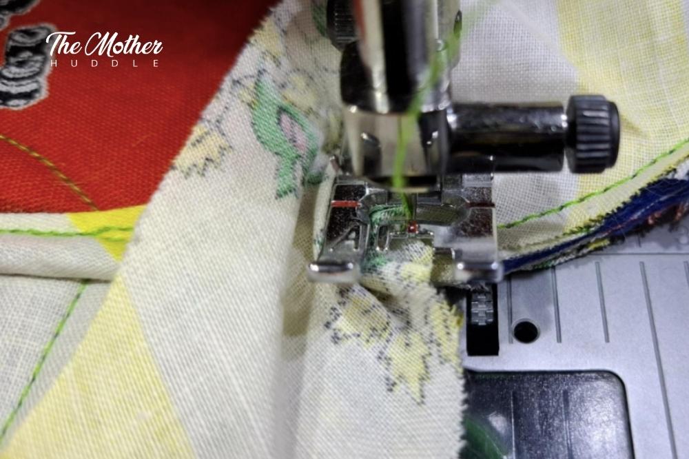 Step 7 - bind to bunch a little and just sewed round the corner