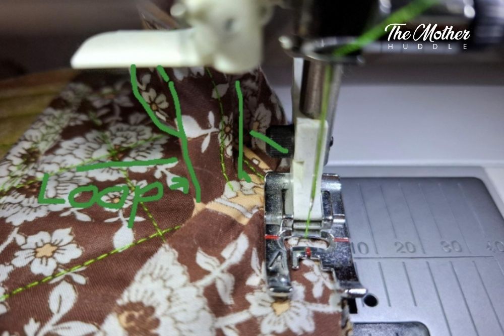 Step 7 - making a loop for DIY pocketed mushroom potholder