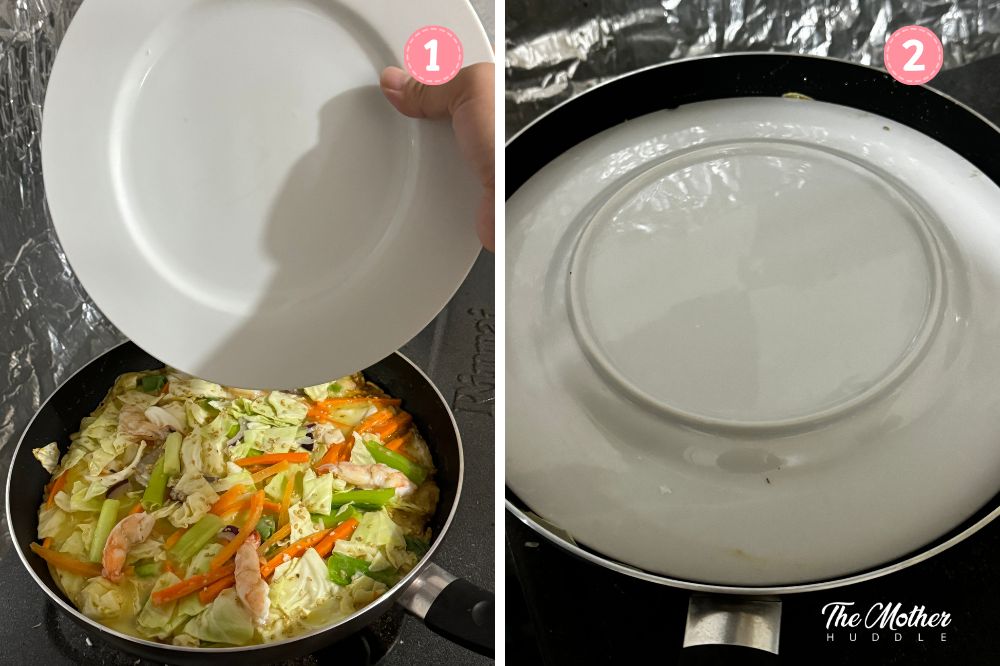 Flipping the pancake step 1 and 2