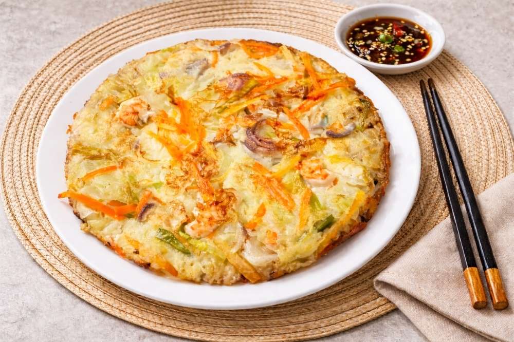 Korean Vegetable Pancake with Shrimp