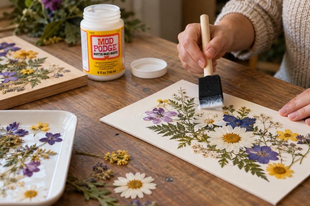 Pressed Flower Ornament using Mod Podge